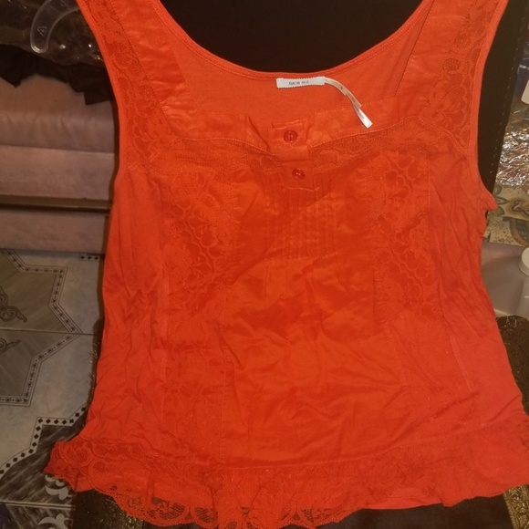 Kimchi Blue Tops - Kimchi Blue Dainty Lace Inset Henley Top NEW